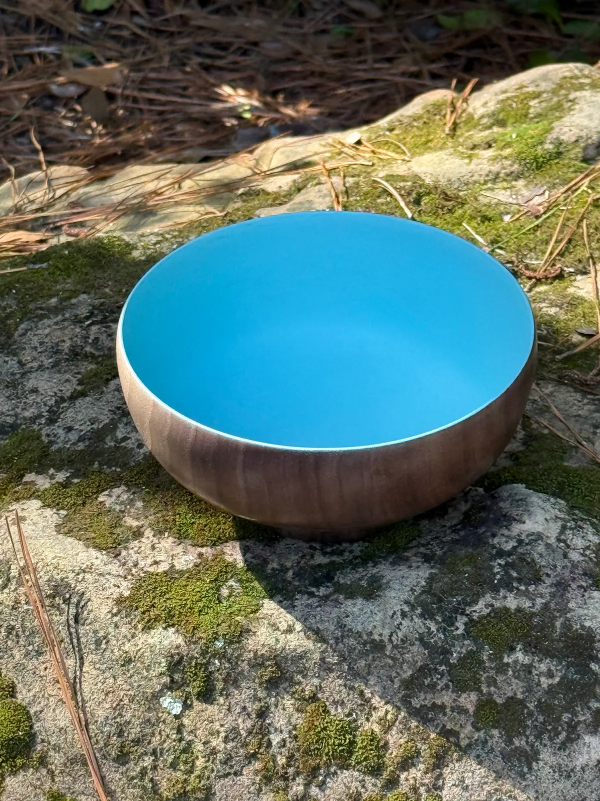Walnut Bowl with Tiffany Blue Interior: 6.25" x 3"