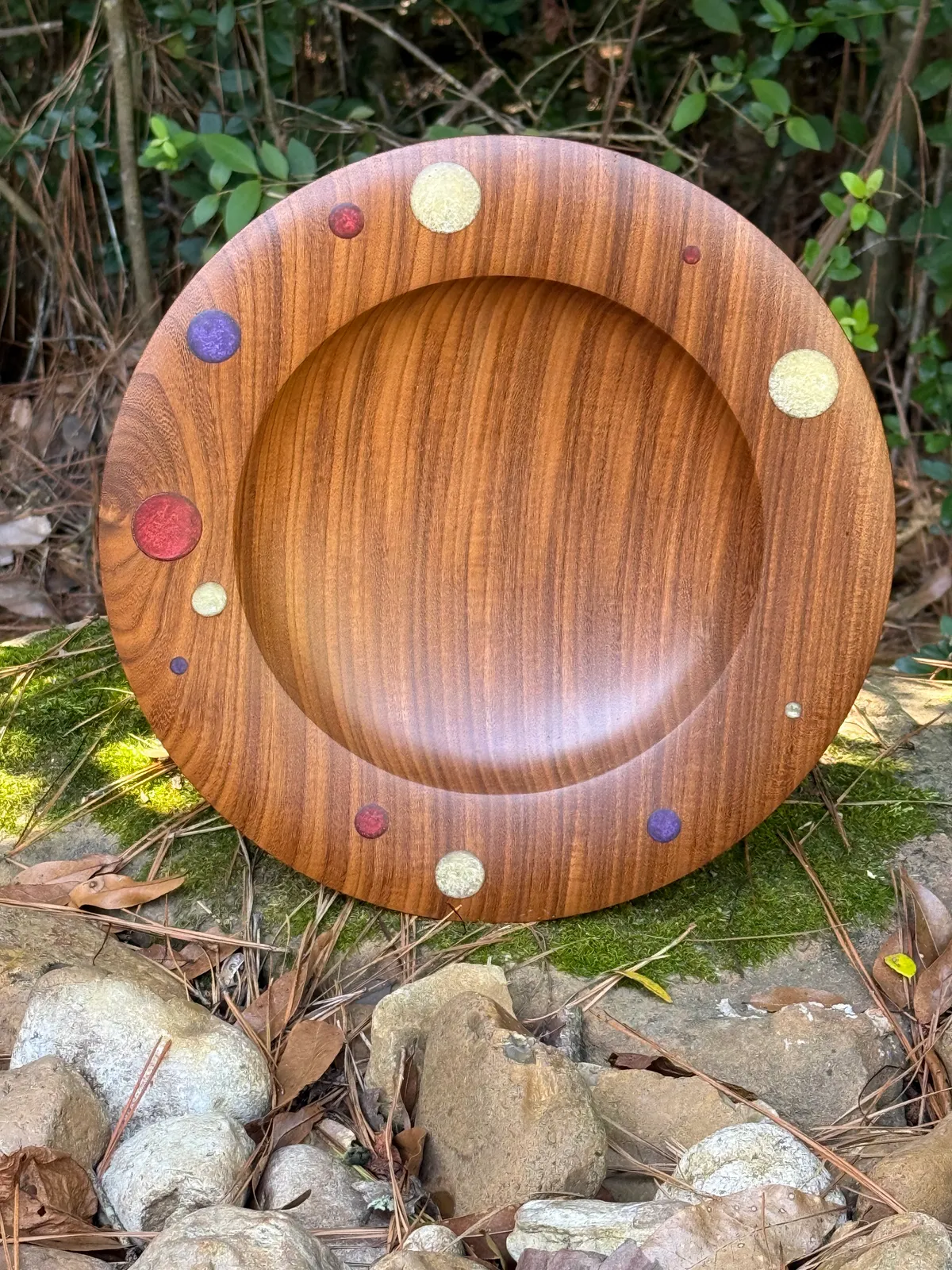 Afromasia Bowl with Colorful Inserts