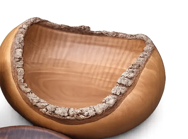 Natural Bark-Rim Burl Bowl — Maple burl (natural edge)